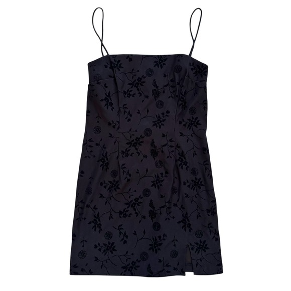 Rampage Wear Dresses & Skirts - Rampage Wear Black Floral Velvet Burnout Spaghetti Strap Mini Dress Sz 8 10 Y2K